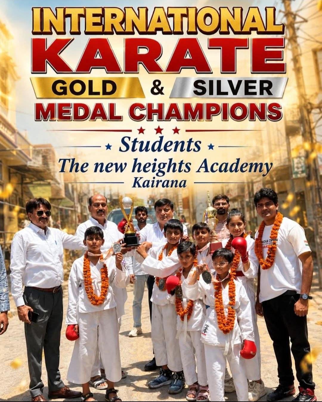 The New Heights Academy karate gold and silver medal champions